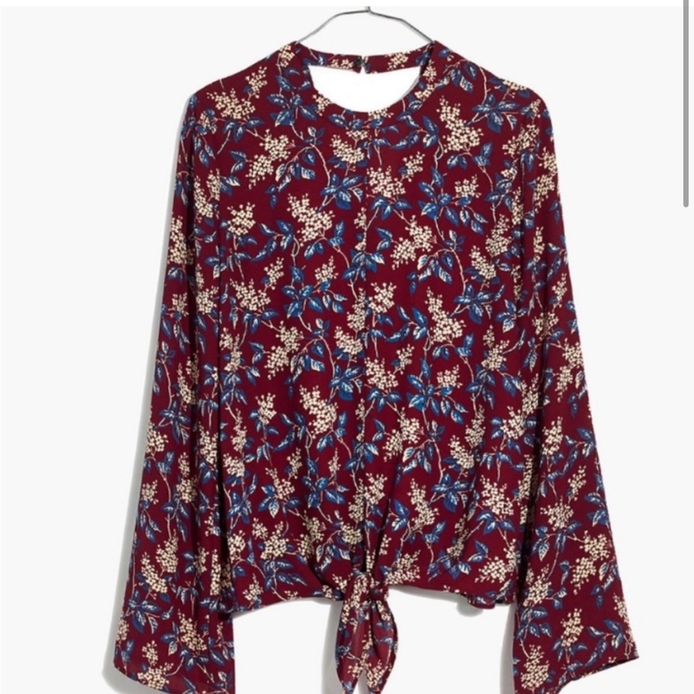 Madewell Bell Sleeve Floral Top Brown Size S